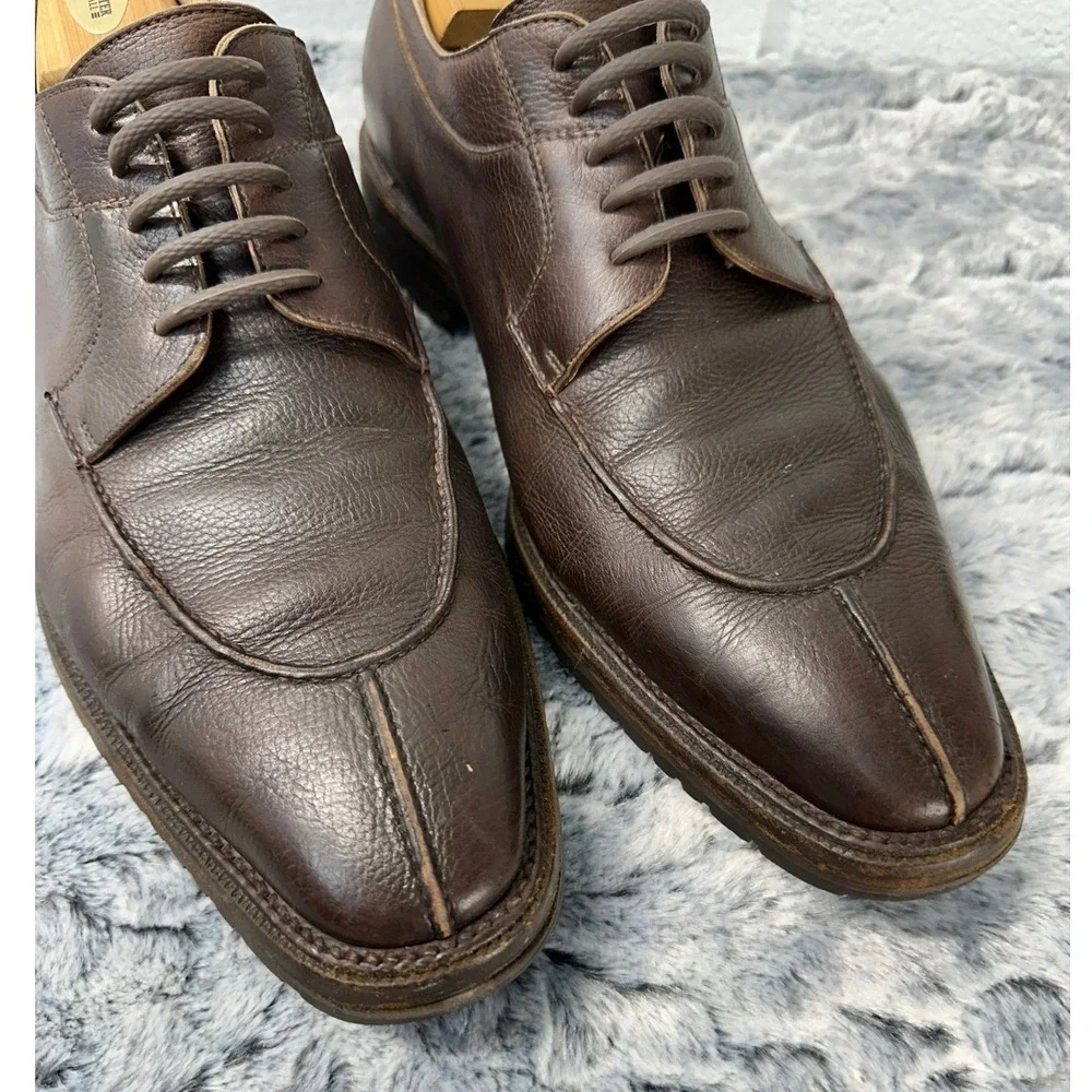 Wilson and Dean Wilkes Bashford Derby Shoes Brown Pebbled Leather / Mens 10.5